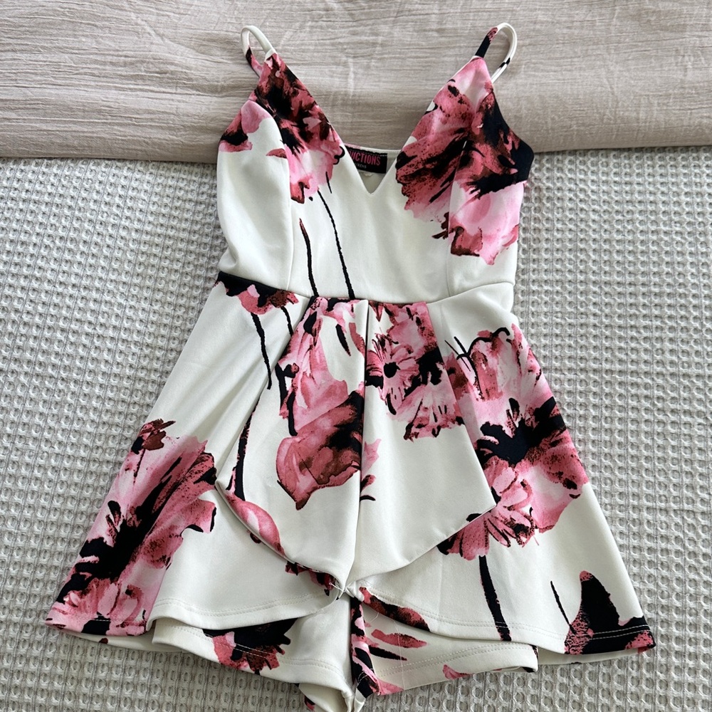 Floral Pink and White Jumpsuit